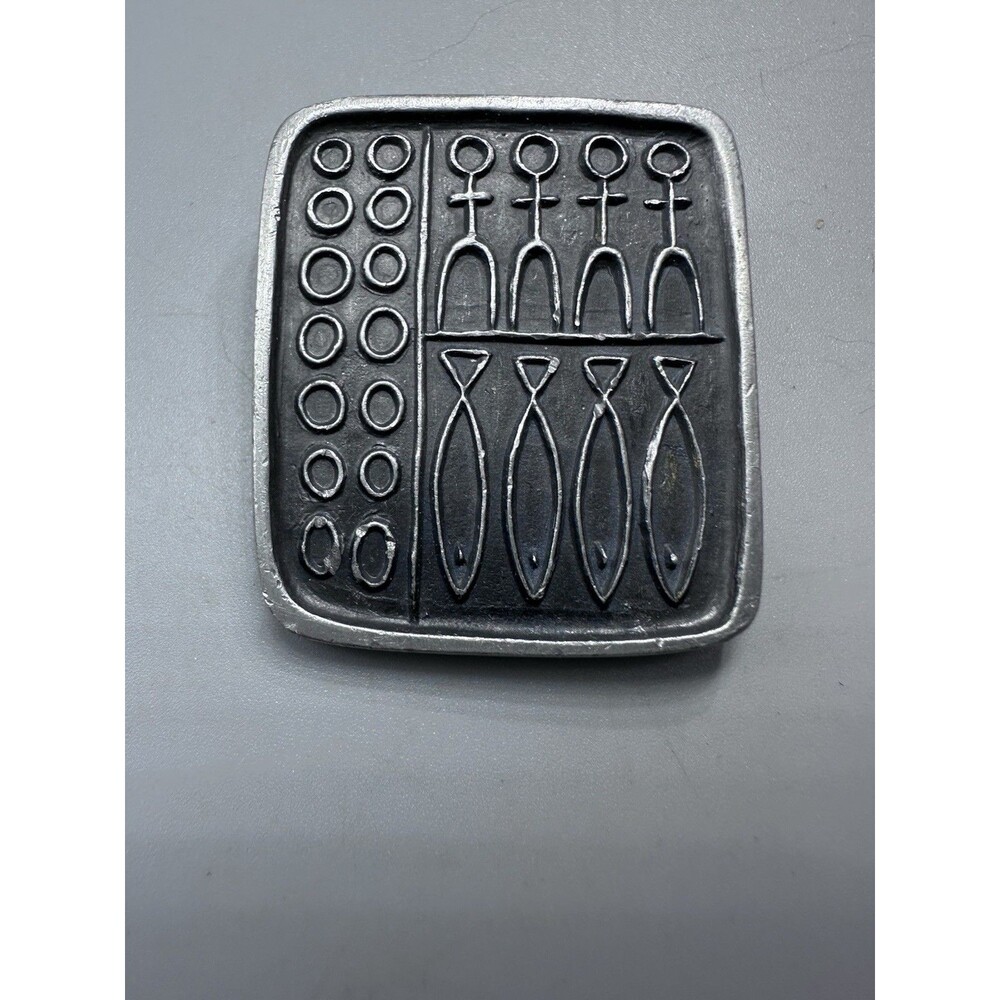 MCM Sweden  R. Landerholm Pewter Tenn Brooch Fishing Stick Figures Pin
